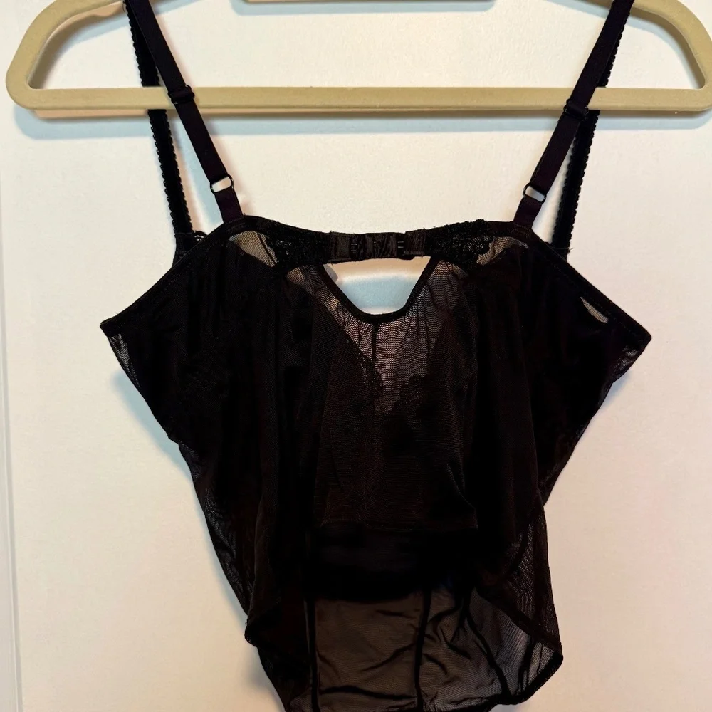 Gilligan & O'Malley Black Sheer Bustier Bra Size 36C‎